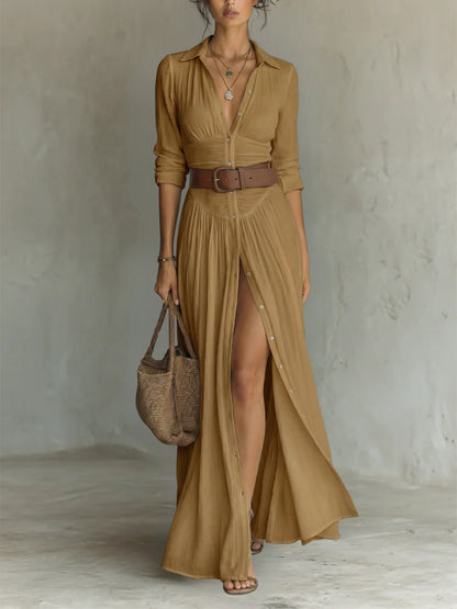ALZEA | Vestido largo de lino de diseño elegante