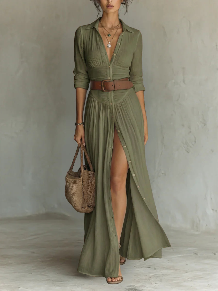 ALZEA | Vestido largo de lino de diseño elegante