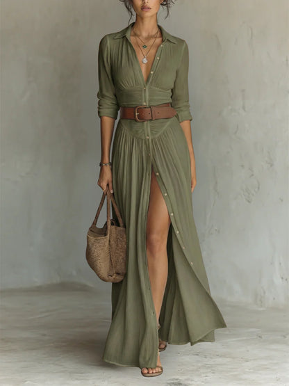 ALZEA | Vestido largo de lino de diseño elegante