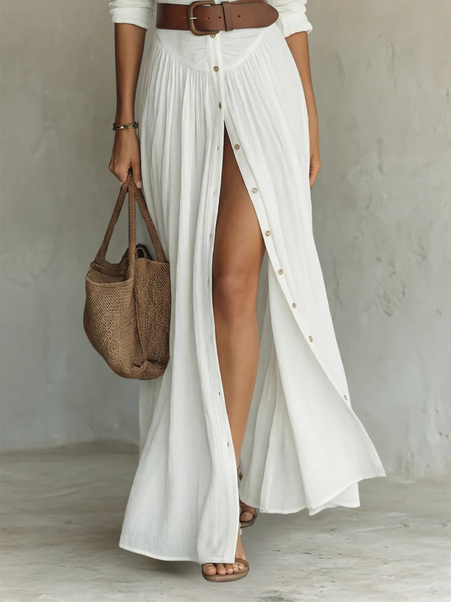 ALZEA | Vestido largo de lino de diseño elegante