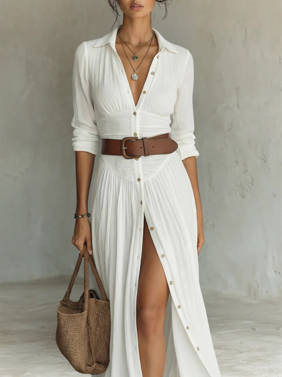 ALZEA | Vestido largo de lino de diseño elegante