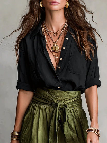 ELISE | Conjunto 2 Piezas Camisa Casual y Falda Lacada 2026