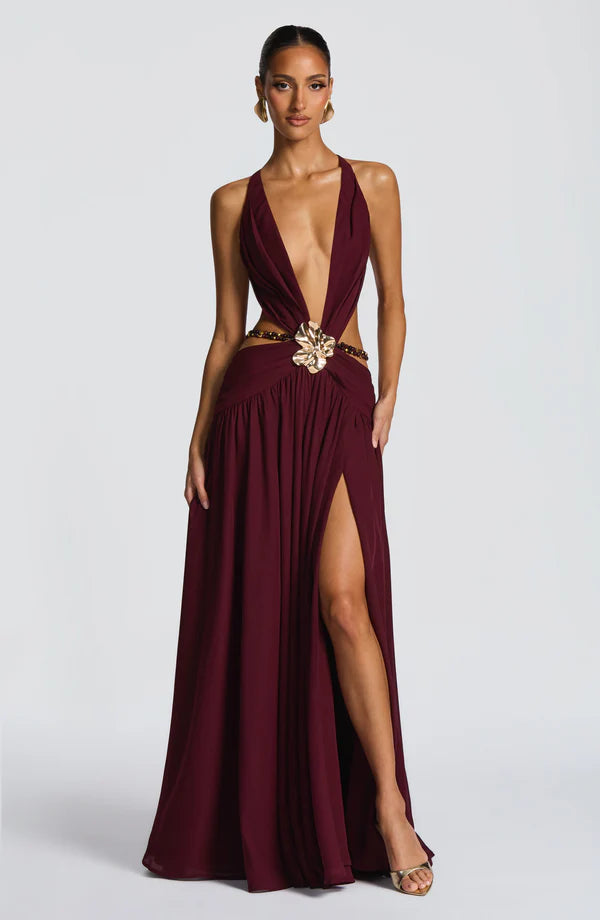 INDIANA | Vestido largo de diseño con escote halter