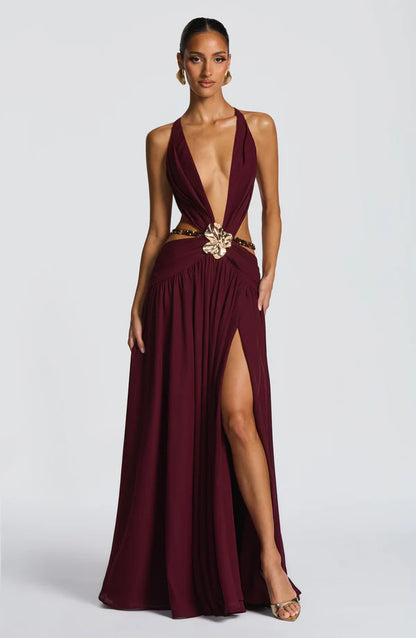 INDIANA | Vestido largo de diseño con escote halter