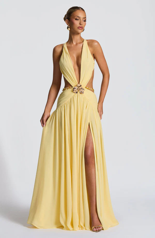 INDIANA | Vestido largo de diseño con escote halter